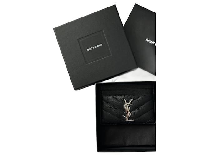 Porte-cartes Yves Saint Laurent Cuir Noir  ref.1306917