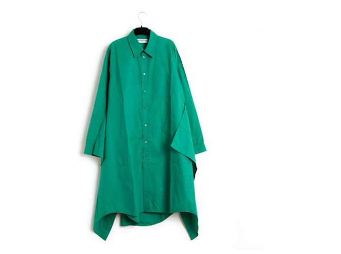2016 Balenciaga Green Cotton Dress and overskirt FR40 Coton Vert  ref.1306922