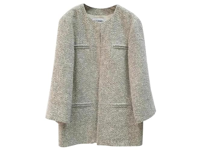 Chanel Tweed Short Coat Beige  ref.1306924
