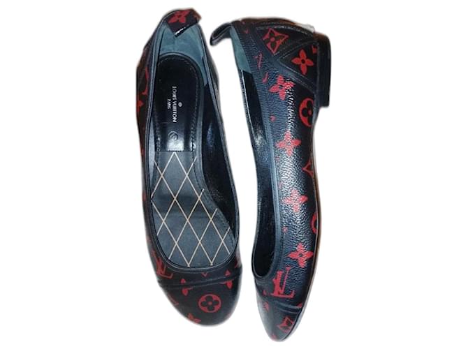 Louis Vuitton New Revival Ballerina Monogram Black and Red Leather  ref.1306946