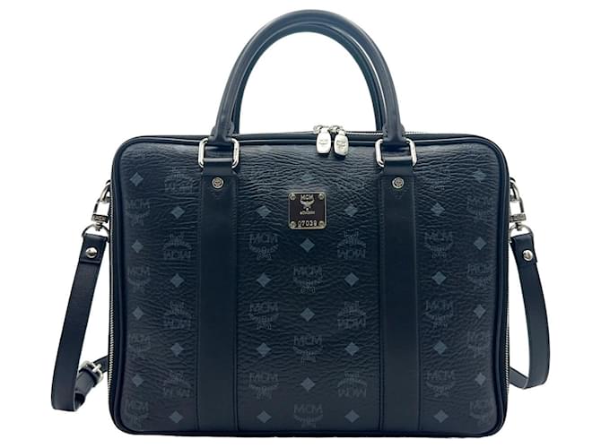MCM Business Bag Messenger Laptop Bag Black Shoulder Bag Bag Logo Print  ref.1306987