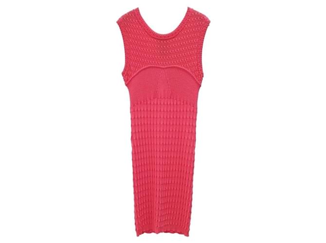 Vestido de malha texturizada rosa da Chanel Casimira  ref.1306997