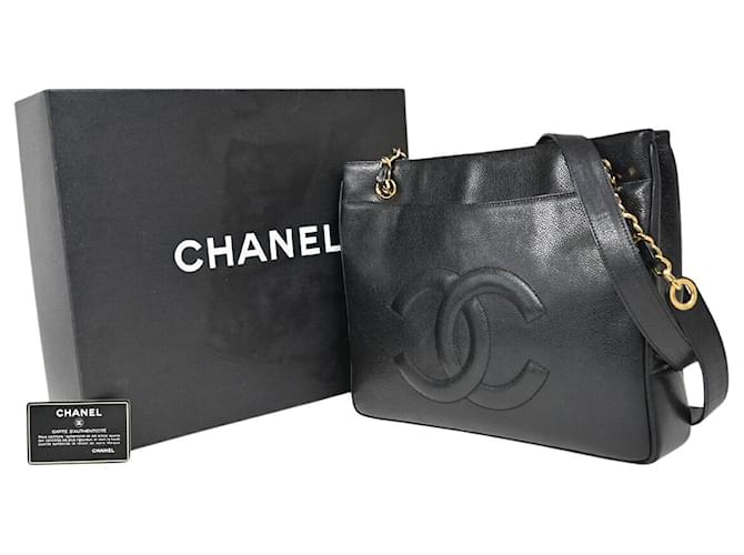 Chanel Logo CC Black Leather  ref.1307007