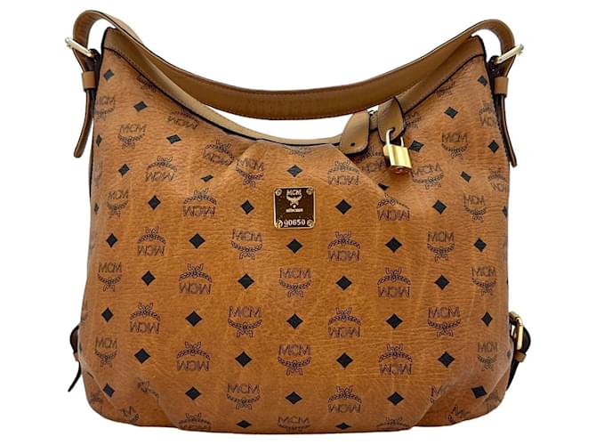MCM Hobo Bag Shoulder Bag Handbag Shopper Bag Visetos Cognac Large  ref.1307033