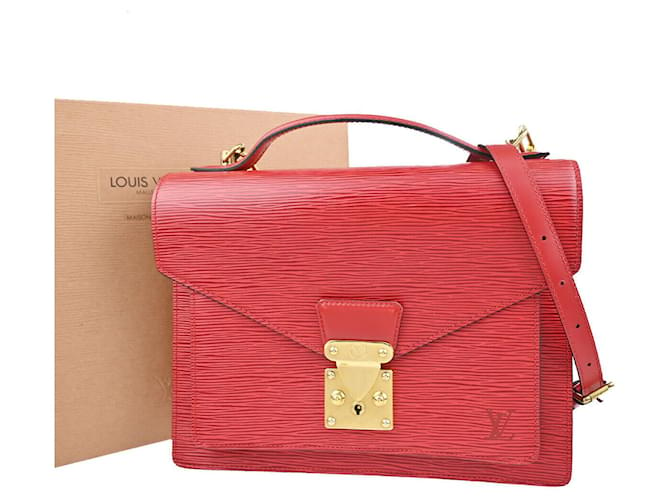 Louis Vuitton Monceau Rosso Pelle  ref.1307045