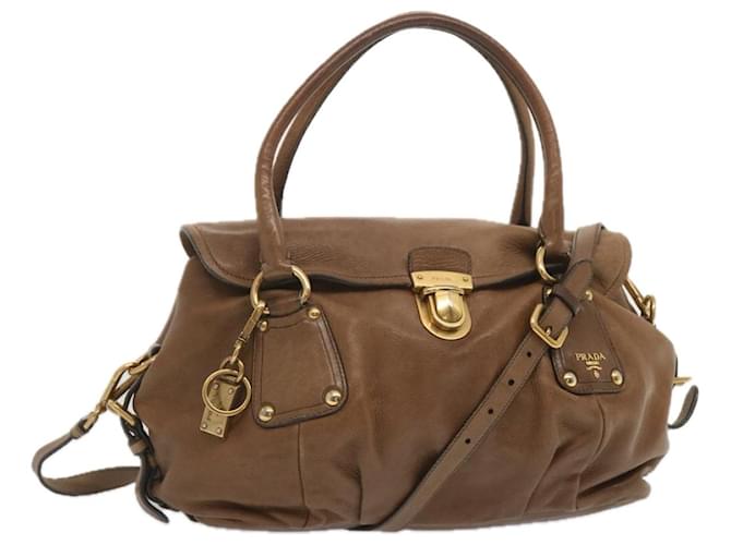 PRADA Shoulder Bag Leather 2way Brown Auth bs11266  ref.1307086