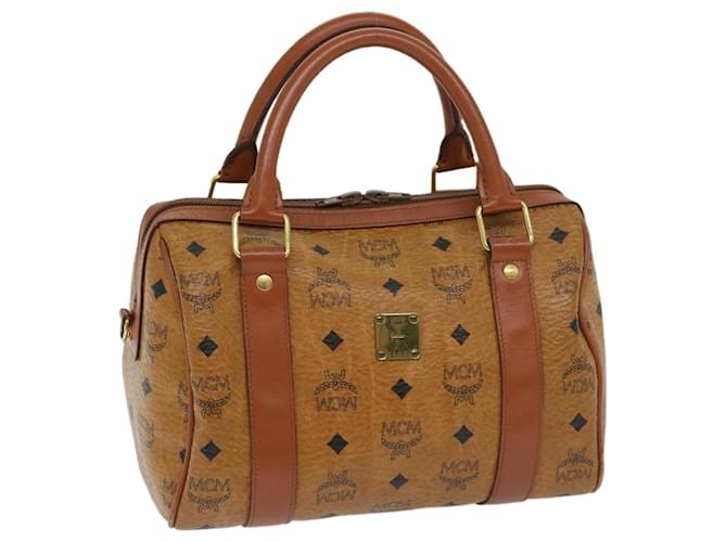 MCM Vicetos Logogram Boston Bag PVC Marrón Auth yk11335 Castaño  ref.1307154