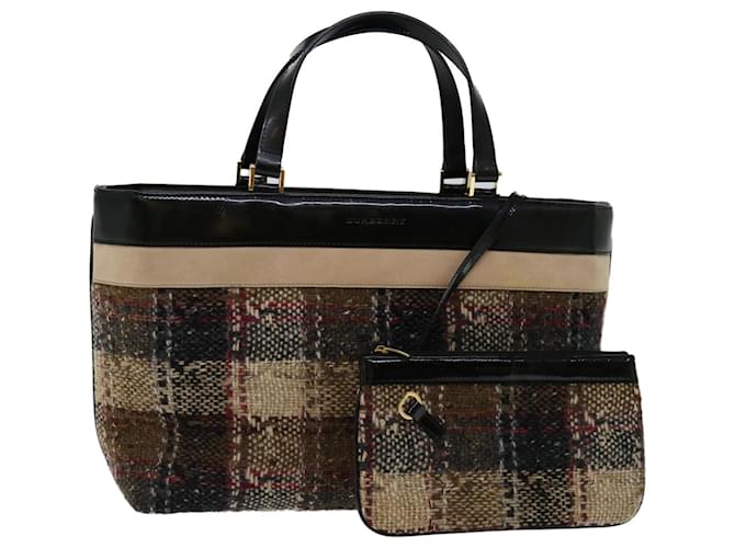 BURBERRY Hand Bag Wool Beige Auth bs12601  ref.1307189