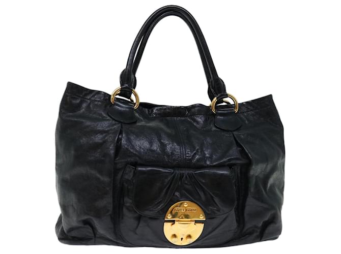 Miu Miu Tote Bag Leather Black Auth bs12539  ref.1307203