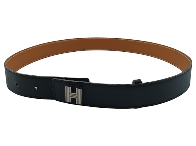 Hermès Hermes h Negro Cuero  ref.1307348