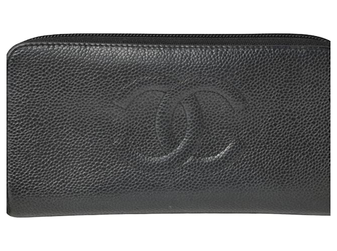 Chanel-Logo CC Schwarz Leder  ref.1307354