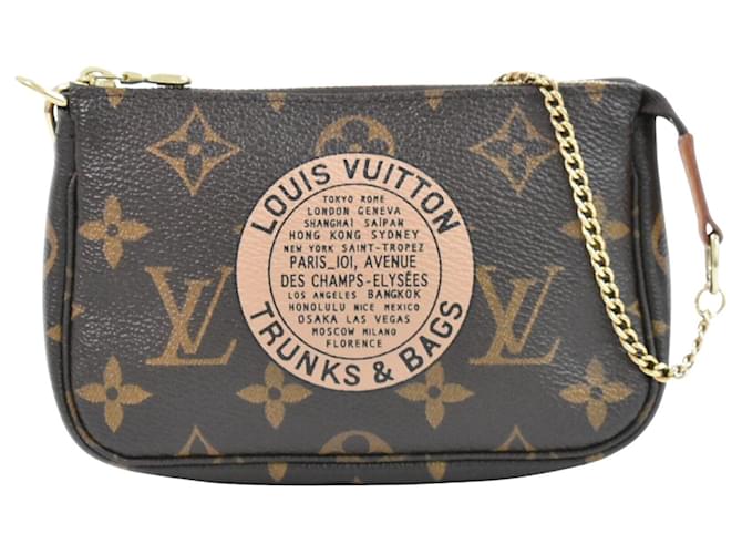 Louis Vuitton Mini Pochette Accessoires Marrom Lona  ref.1307615