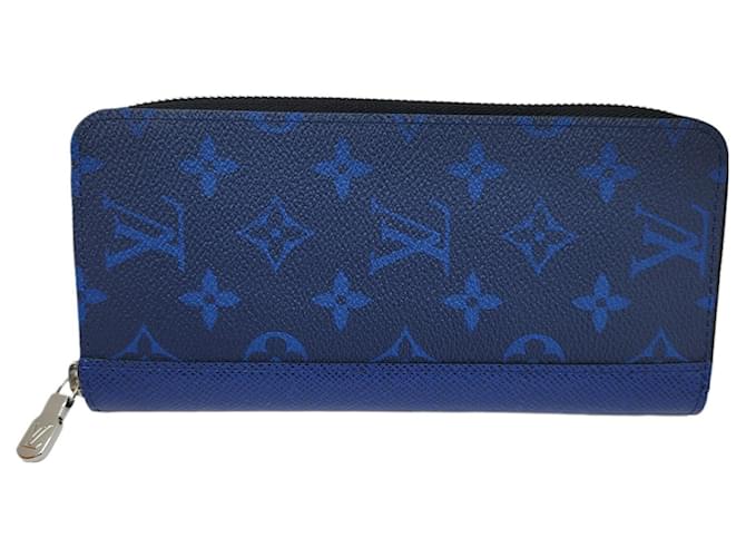 Carteira Louis Vuitton Zippy Vertical Azul Couro  ref.1307892