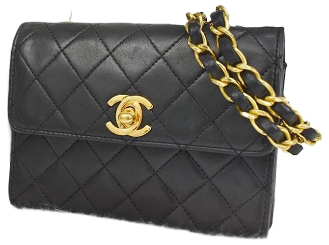 Chanel Mini matelassé Black Leather  ref.1307961
