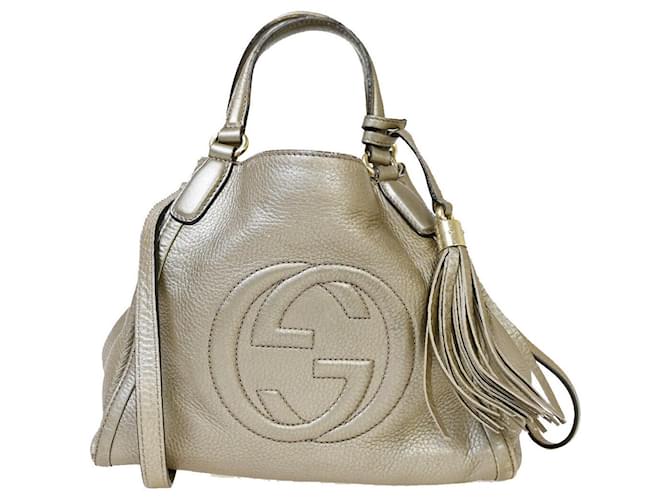 Gucci Soho Silvery Leather  ref.1308023