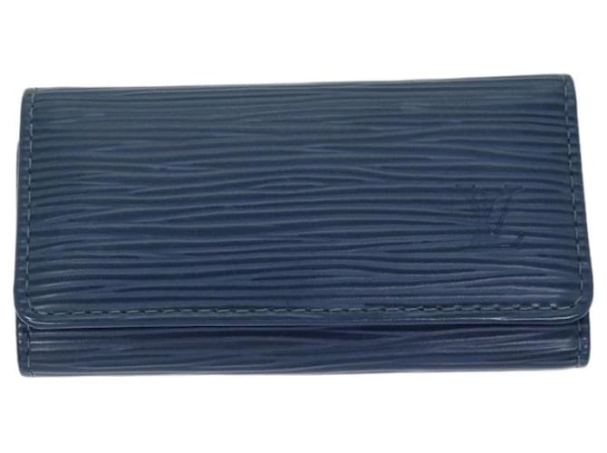 Louis Vuitton Estuche para clés 4 Azul Cuero  ref.1308100
