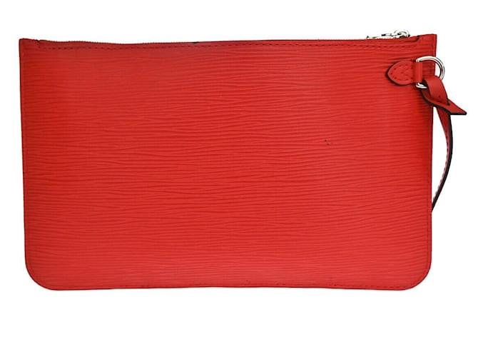 Louis Vuitton Neverfull Pouch Red Leather  ref.1308370