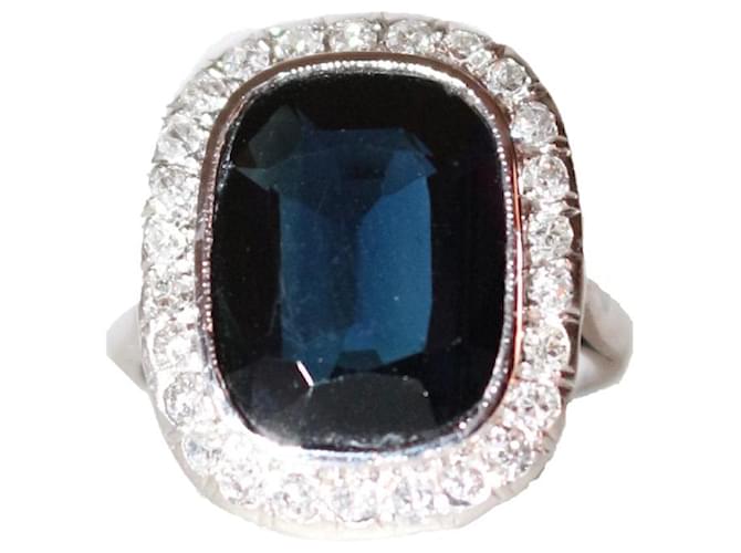 Sans Arcidet Art Deco sapphire ring Navy blue Platinum  ref.1308813