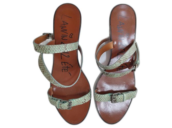 Lanvin Spartiates Sandalen Reptilleder hellgrün