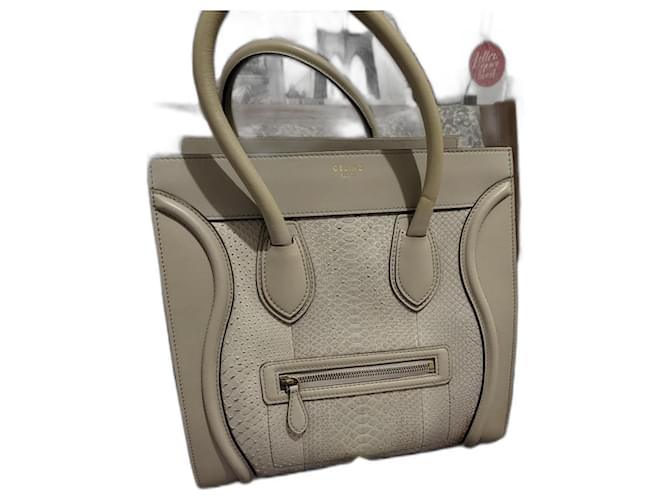 Céline Mini luggage tote Grey Exotic leather  ref.1308845