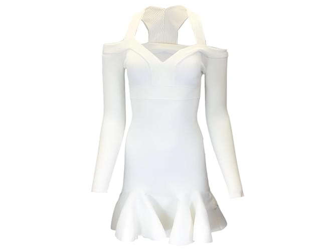 Autre Marque Alexander McQueen White Ribbed Knit Mini Dress Viscose  ref.1308917
