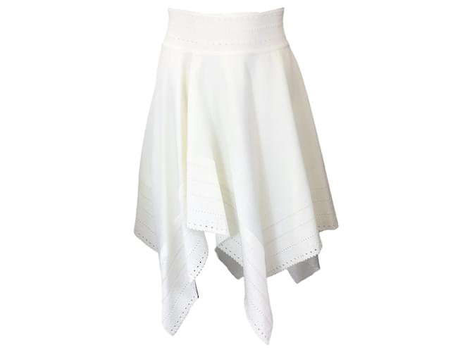 Autre Marque Alexandre Vauthier White Asymmetric Hem Stretch Knit Skirt Viscose  ref.1308918