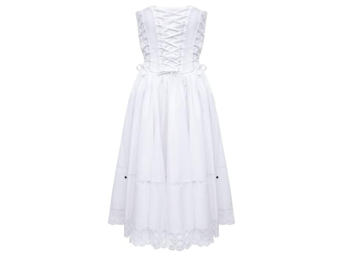 Autre Marque Dolce & Gabbana Optic White Gabardine Bustier Strapless Midi Dress Cotton  ref.1308923