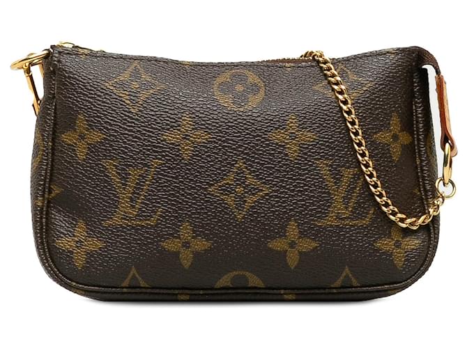 Brown Louis Vuitton Monogram Mini Pochette Accessoires Shoulder Bag Cloth  ref.1308928