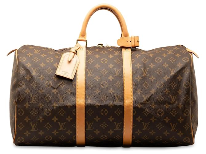 Brown Louis Vuitton Monogram Keepall 50 Travel bag Leather  ref.1308937