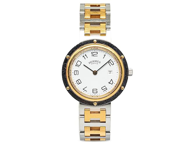 Silberne Hermès-Quarz-Edelstahl-Clipper-Uhr  ref.1308940