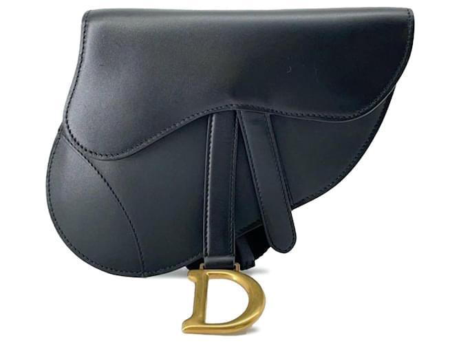 Riñonera Saddle de piel Dior negra Negro Cuero  ref.1308950