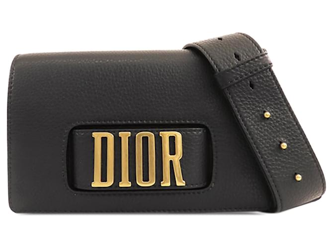 Preto Dior Médio Dio(R)Bolsa Crossbody com aba Evolution Couro  ref.1308951