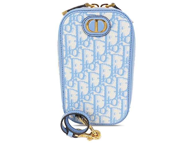 Dior azul oblicuo 30 Cartera con soporte para teléfono Montaigne Cuero  ref.1308953