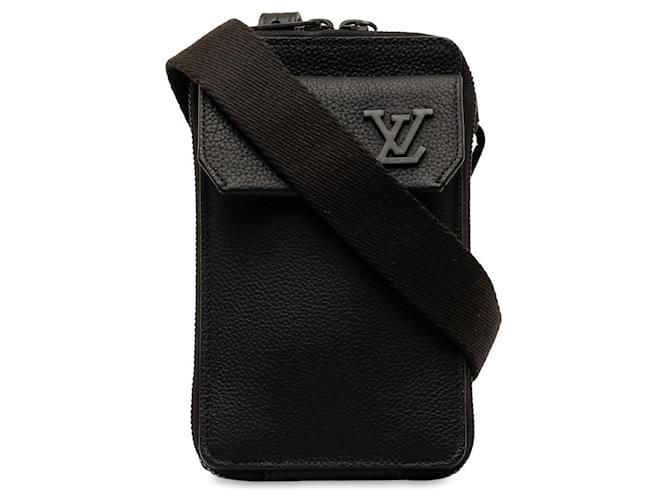 Black Louis Vuitton Aerogram Phone Pouch Crossbody Bag Leather  ref.1308956