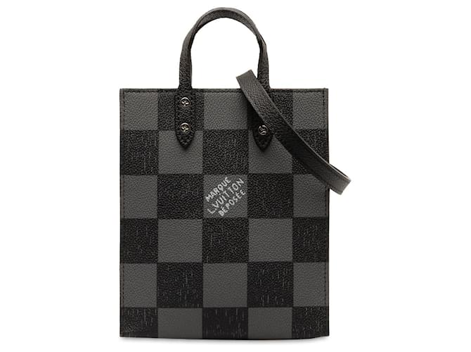 Bolsa Louis Vuitton Damier Checkerboard Sac Plat XS preta Preto Couro  ref.1308960