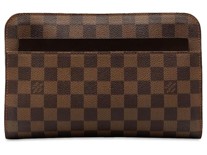 Brown Louis Vuitton Damier Ebene Pochette Saint Louis Clutch Bag Cloth  ref.1308965