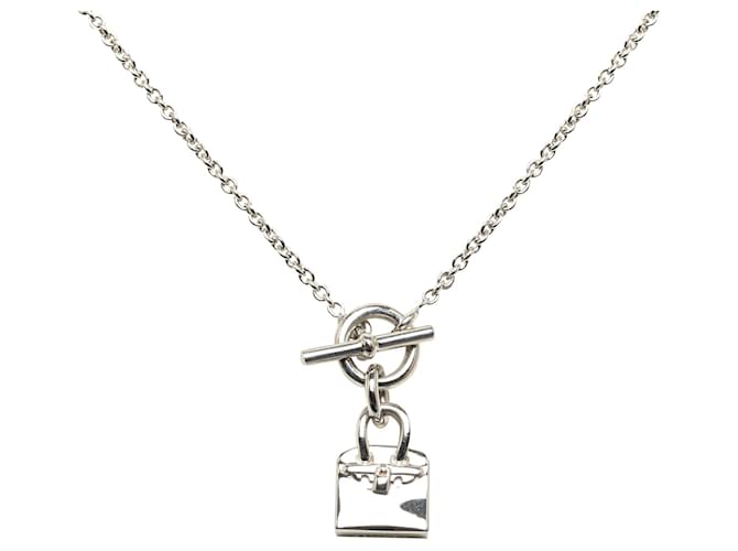 Collar con colgante Hermès Amulettes Birkin de plata  ref.1308972