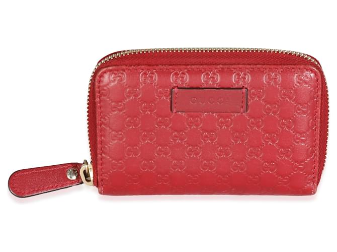 Portefeuille compact en cuir Microguccissima rouge Gucci  ref.1308977