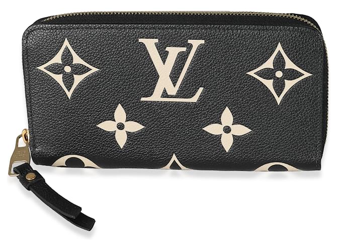 Louis Vuitton Beige Black Monogram Giant Empreinte Zippy Wallet Cuir Noir  ref.1308980