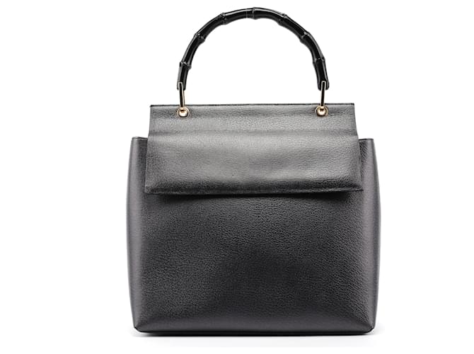 GUCCI Handbags Leather Anthracite Bamboo Dark grey  ref.1308989