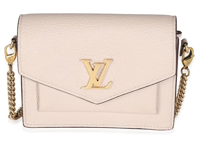 Louis Vuitton Mini pochete com corrente MyLockMe de couro de bezerro cinza Bege  ref.1309001