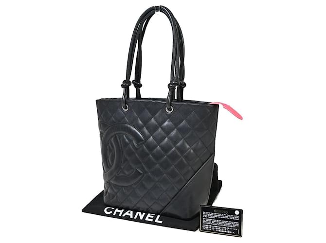 Chanel Cambon Schwarz Leder  ref.1309041