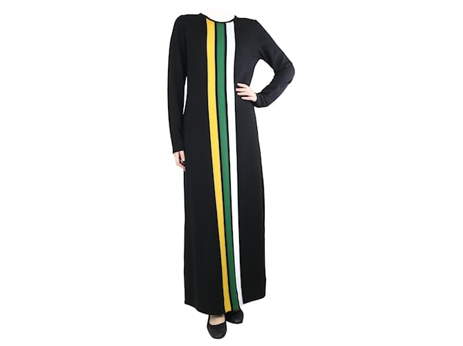 Autre Marque Black striped knit maxi dress - size L Wool  ref.1309135