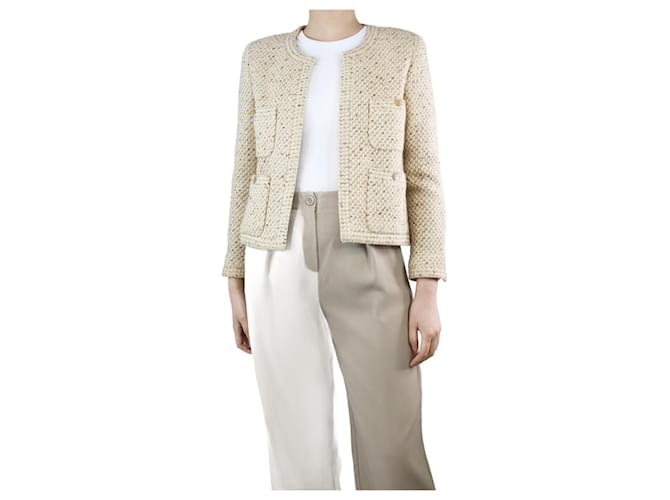 Autre Marque Beige tweed jacket - size UK 10 Wool  ref.1309137