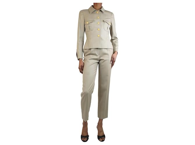 Autre Marque Completo giacca e pantaloni in lana beige - taglia UK 8  ref.1309138