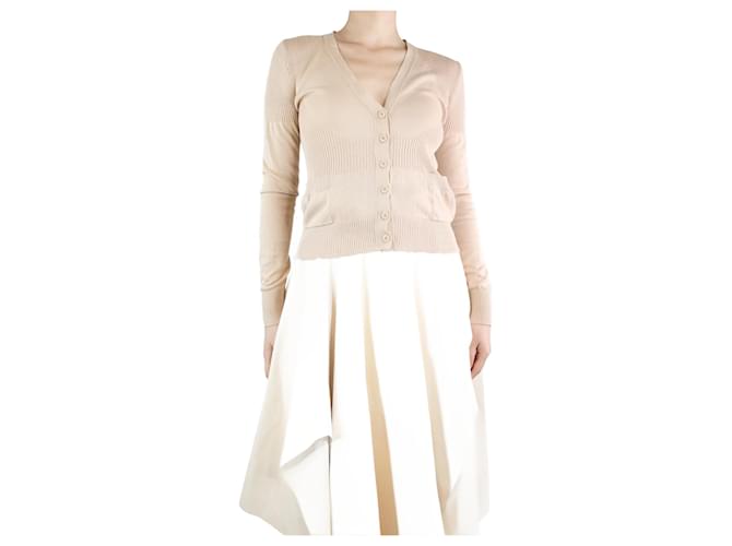 Givenchy Neutral ribbed button-up cardigan - size S Cotton  ref.1309141
