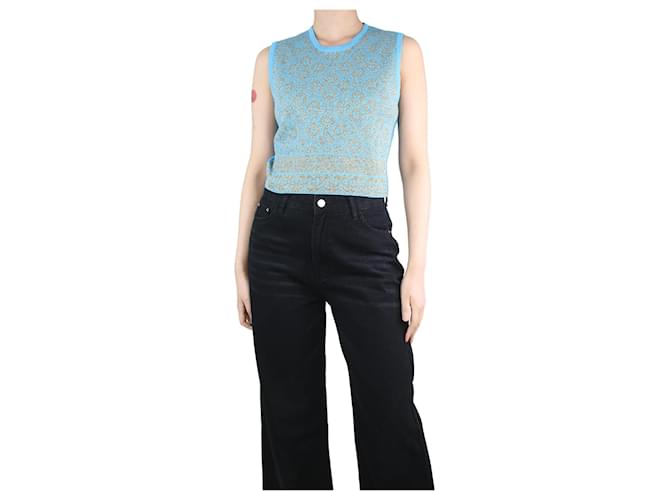 Dries Van Noten Blue sleeveless lurex patterned top - size M Wool  ref.1309146