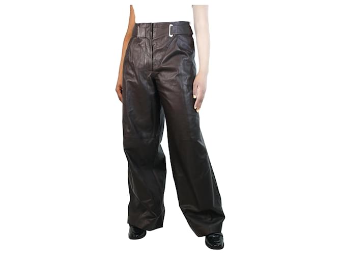 Autre Marque Pantalon large en cuir marron - taille UK 16  ref.1309149