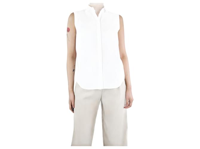 Brunello Cucinelli White sleeveless shirt - size UK 8 Cotton  ref.1309156
