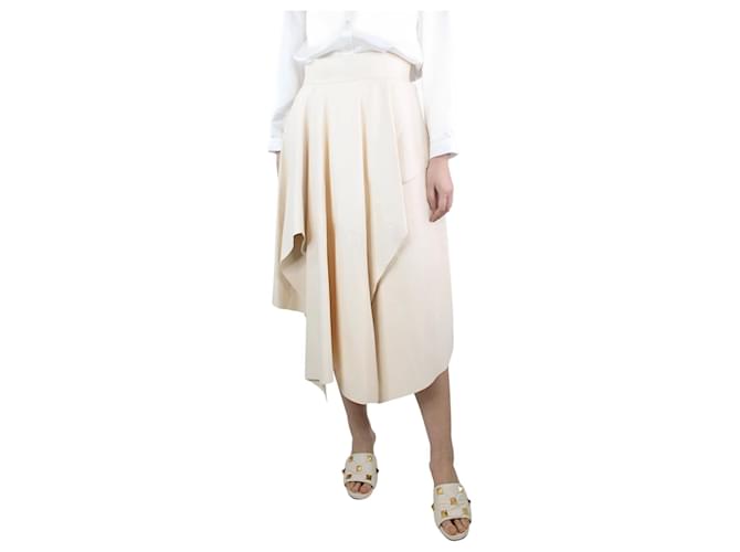 Alexander Mcqueen Cream asymmetric drape leather midi skirt - size UK 12  ref.1309160
